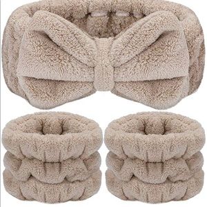 3 Piece Spa Headband and Wrist Set, Camel